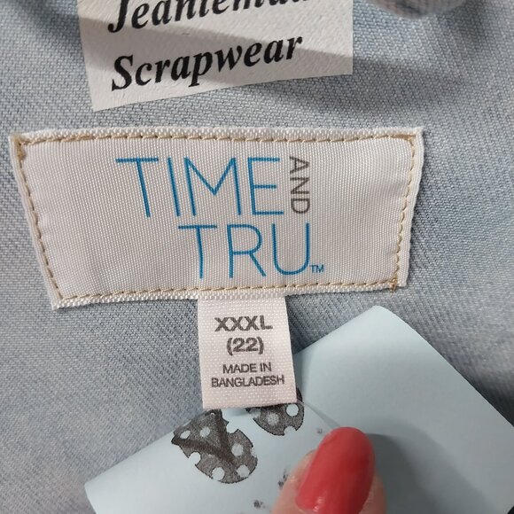 3169 Size XXXL Time & Tru Upcycled Jean Tunic Jacket - Picture 7 of 7